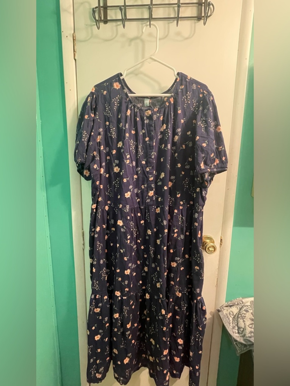 Navy Floral Women’s Dress - Short Sleeve Casual